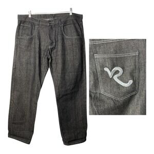 PAG Collection Denim Jeans Embroidered Baggy Hip Hop Black Wash Men Size‎ 40x32